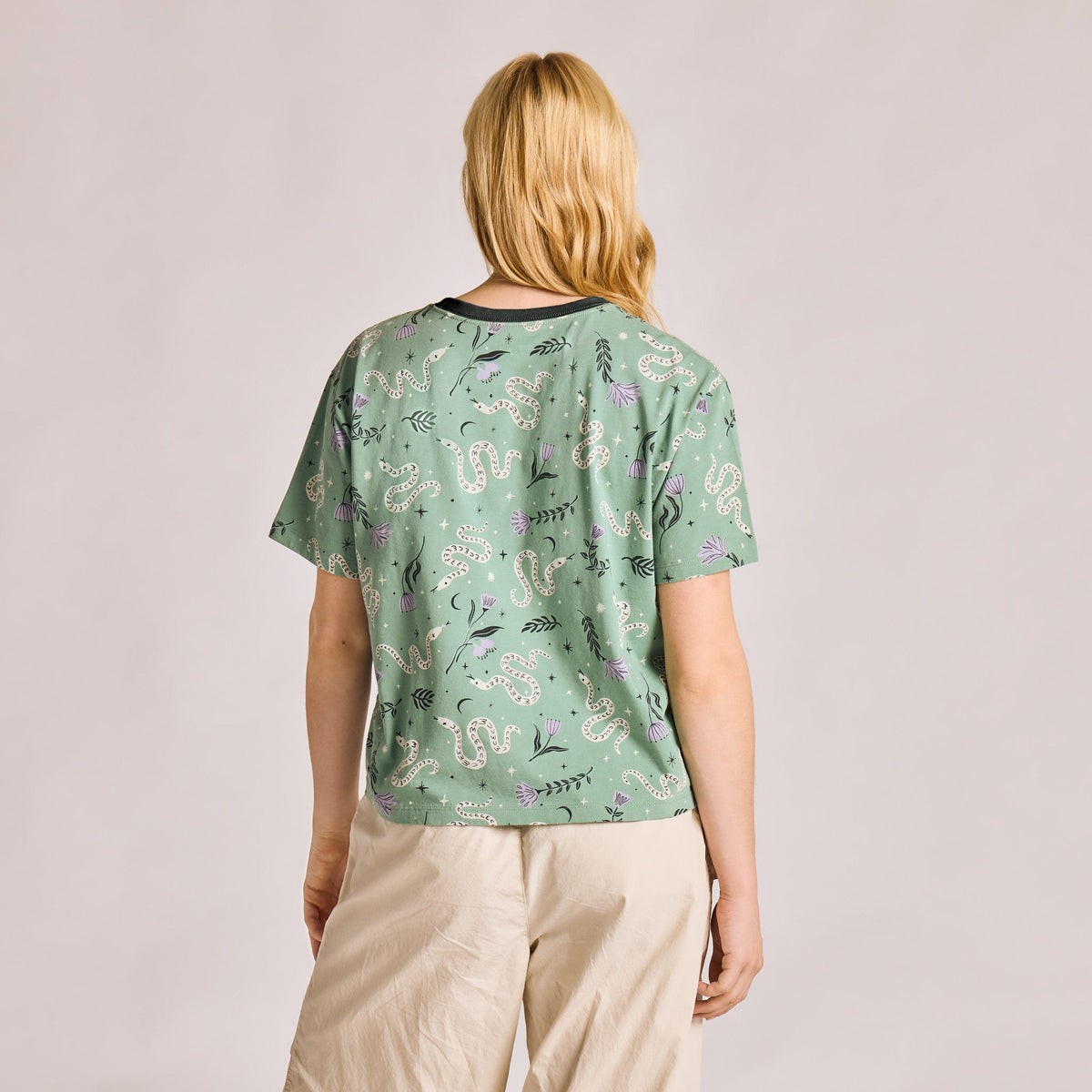 Women's Celestial Serpent Pattern Short Sleeve Crusher Boxy product image 3