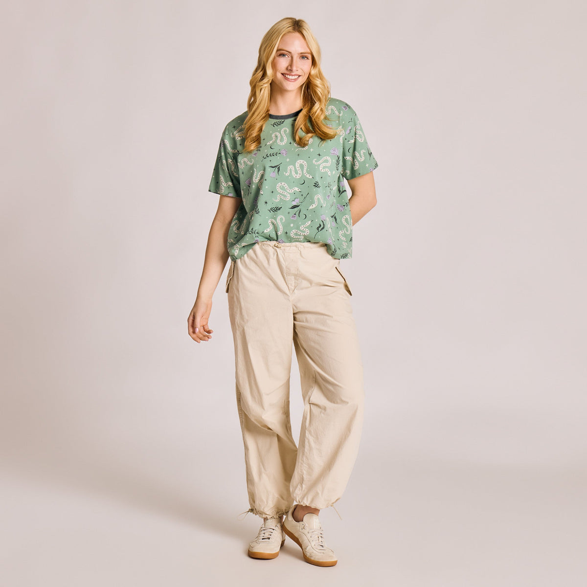 Women's Celestial Serpent Pattern Short Sleeve Crusher Boxy product image 5