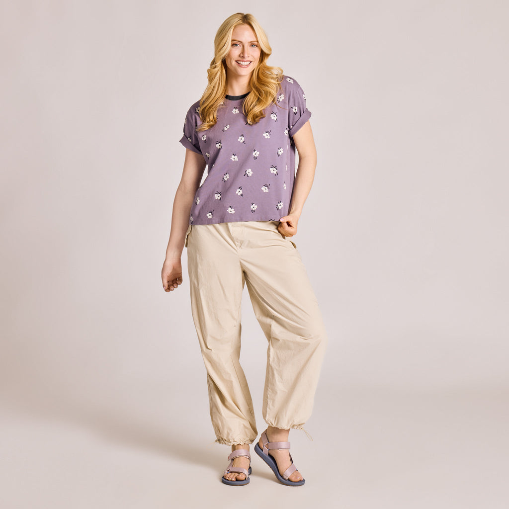 Women's Mod Flower Pattern Short Sleeve Crusher Boxy Tee product image 5