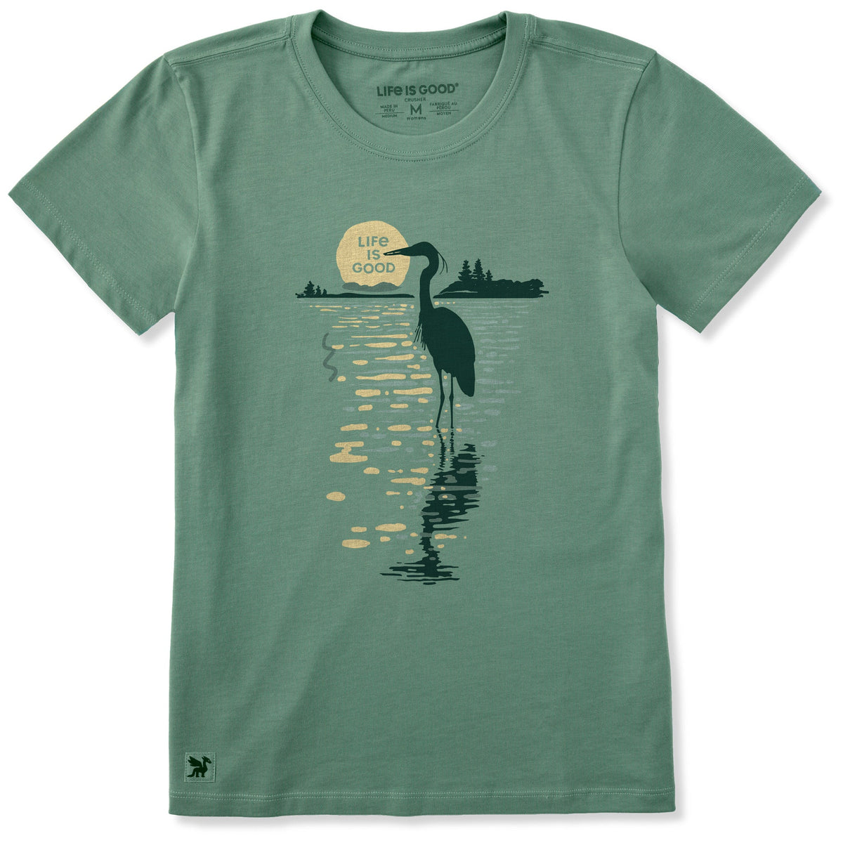 Women's Moonlit Heron Silhouette Short Sleeve Crusher Tee product image 1