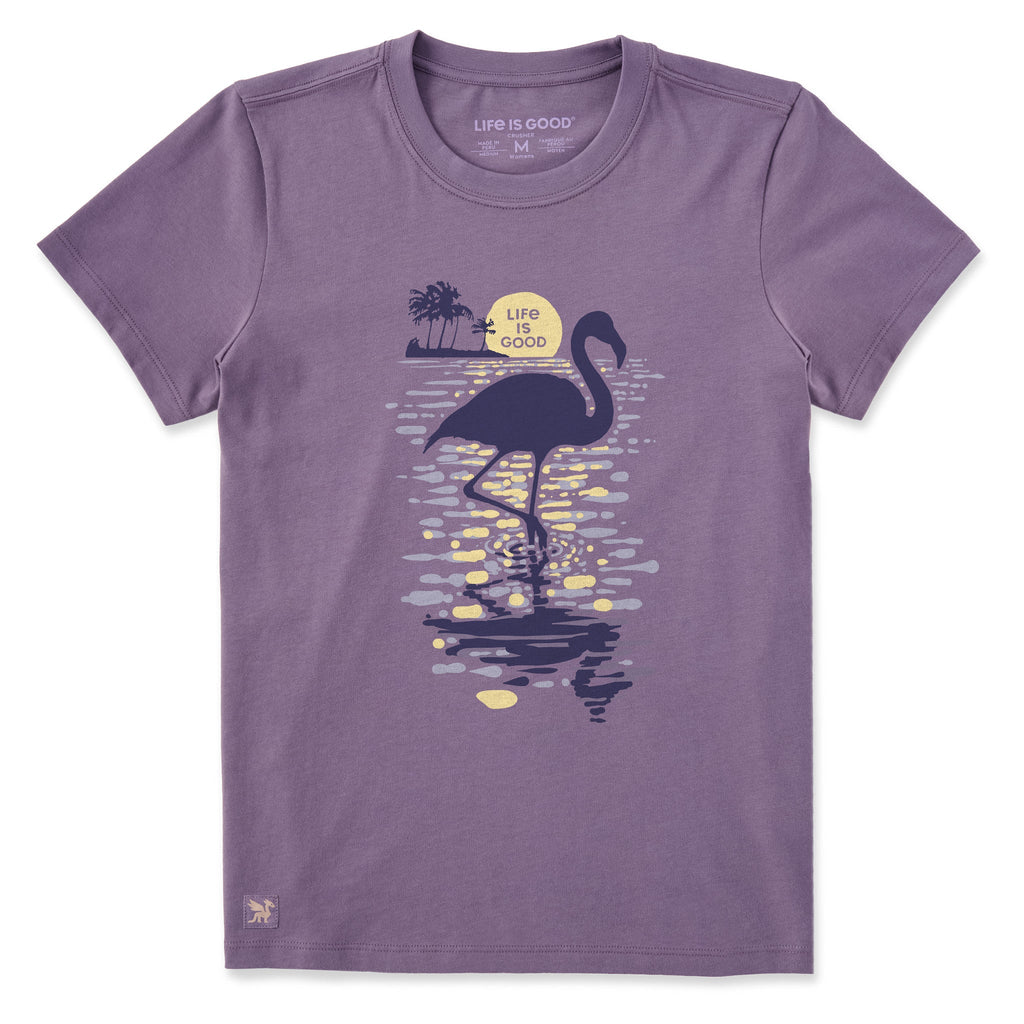 Women's Moonlit Flamingo Silhouette Short Sleeve Crusher Tee product image 1