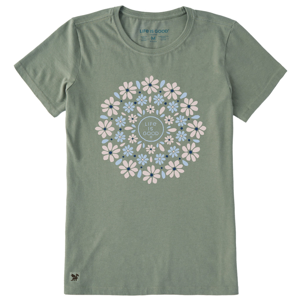 Women's Hand Drawn Daisy Mandala Short Sleeve Crusher Tee product image 1