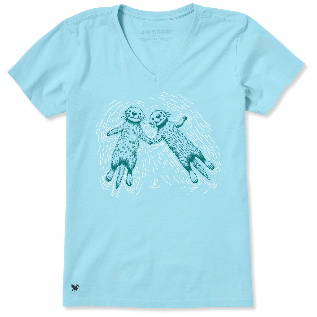 Women's Two Sea Otters Holding Hands Short Sleeve Crusher product image 1