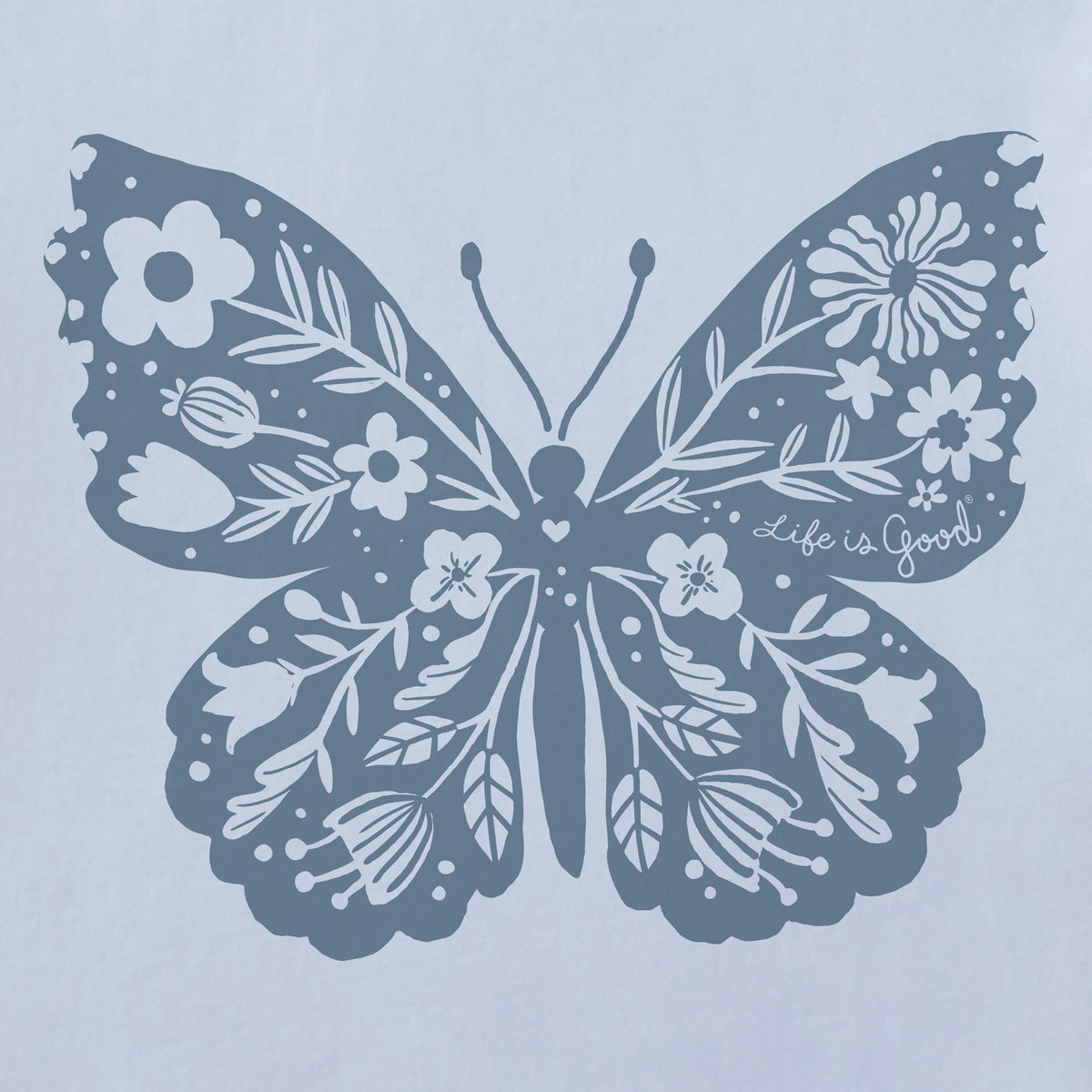 Women's Floral Woodcut Butterfly Short Sleeve Crusher Vee product image 2
