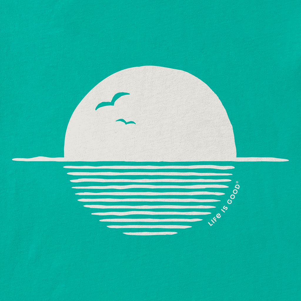 Women's Sunset Seagulls Wave Lines Short Sleeve product image 2