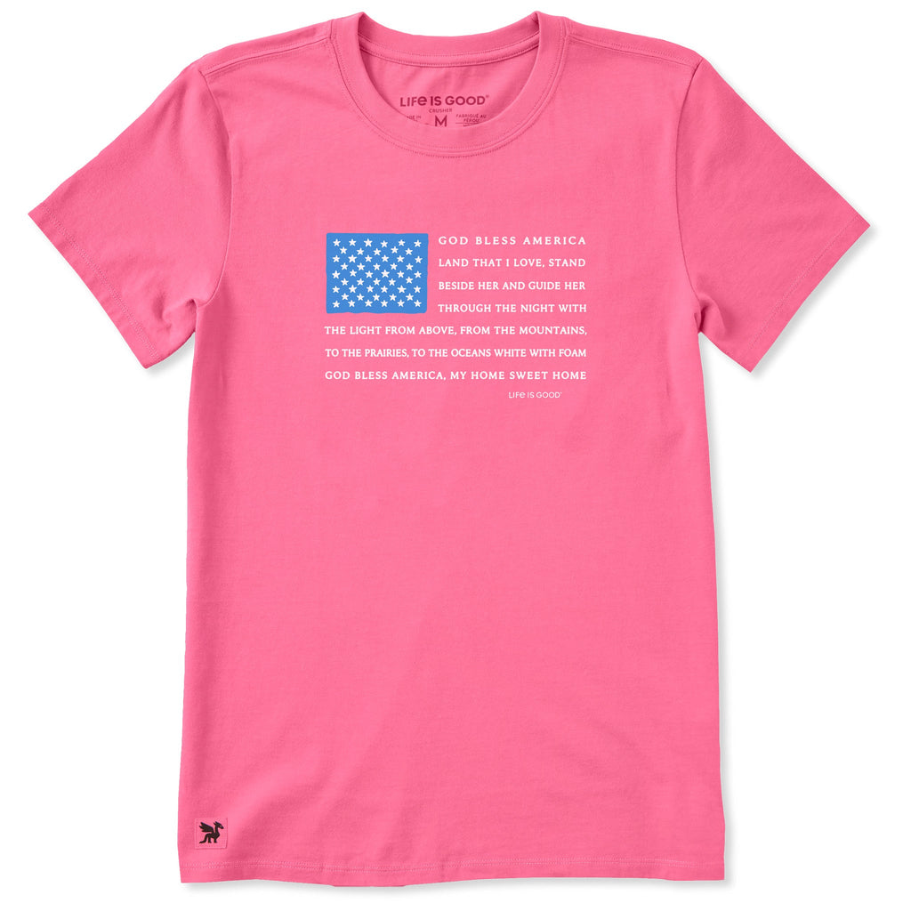 Women's God Bless America Lyrics Flag Short Sleeve product image 1