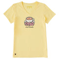 Women's Latte Heart with Flowers Short Sleeve Crusher-LITE Vee