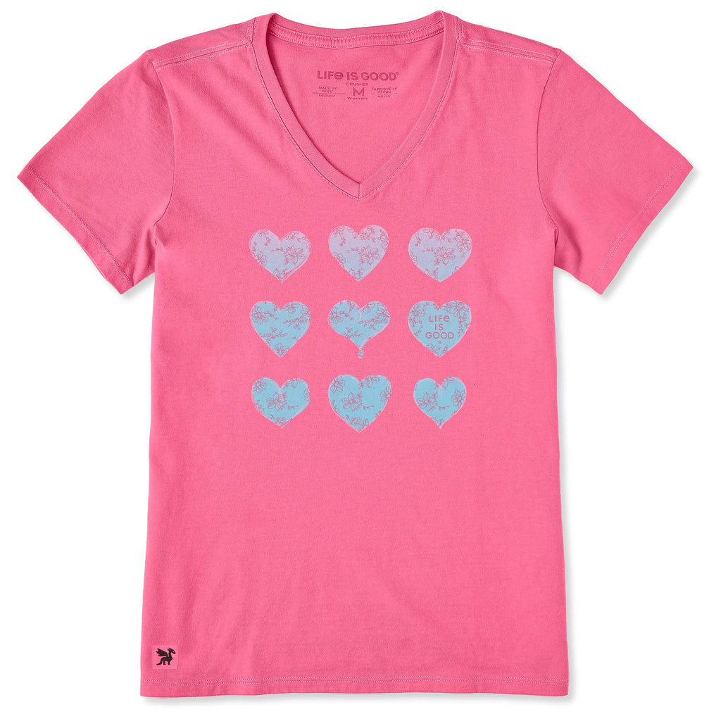 Women's Gradient Multi Hearts Short Sleeve Crusher-LITE Vee product image 1