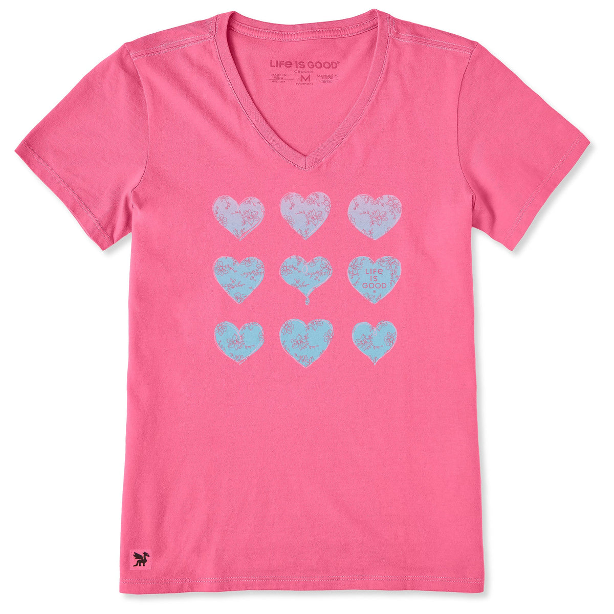 Women's Gradient Multi Hearts Short Sleeve Crusher-LITE Vee product image 1
