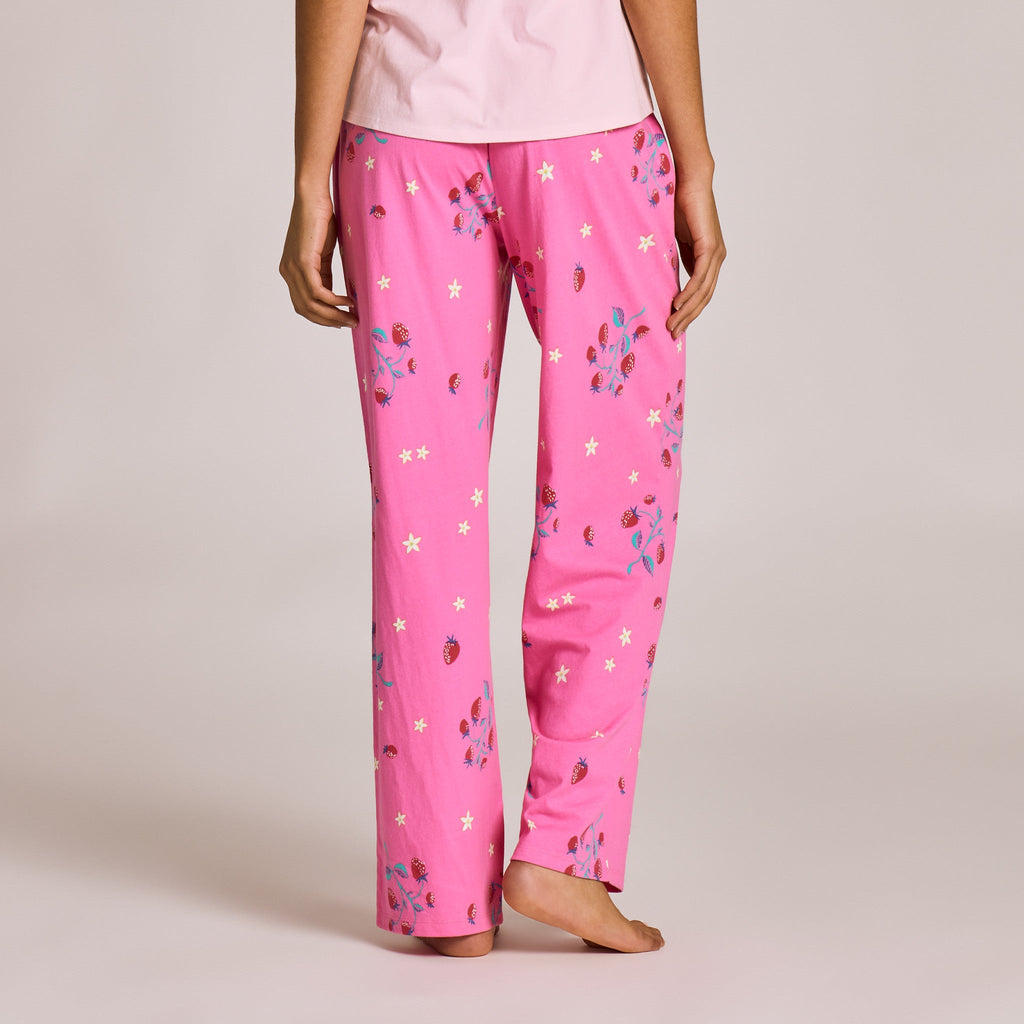 Women's Strawberry and Floral Pattern Snuggle Up Sleep Pant