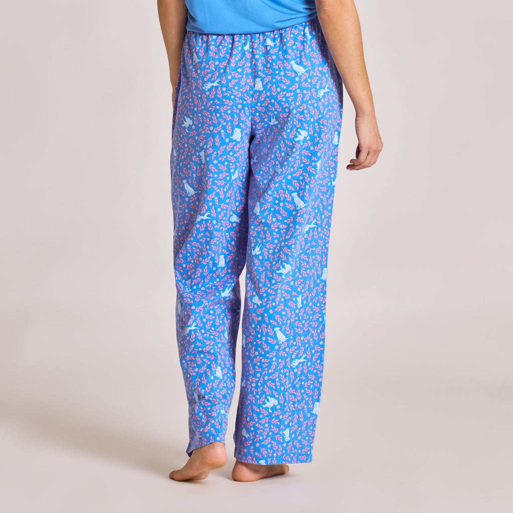 Women's Puppy Floral Pattern Snuggle Up Sleep Pant