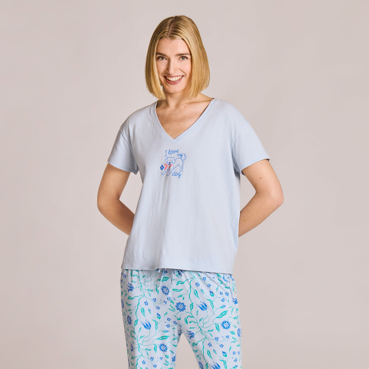 Women's I Love My Dog Snuggle Up Sleep Vee