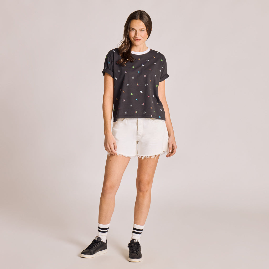 Women's My Lucky Pattern Short Sleeve Crusher Boxy Tee product image 5