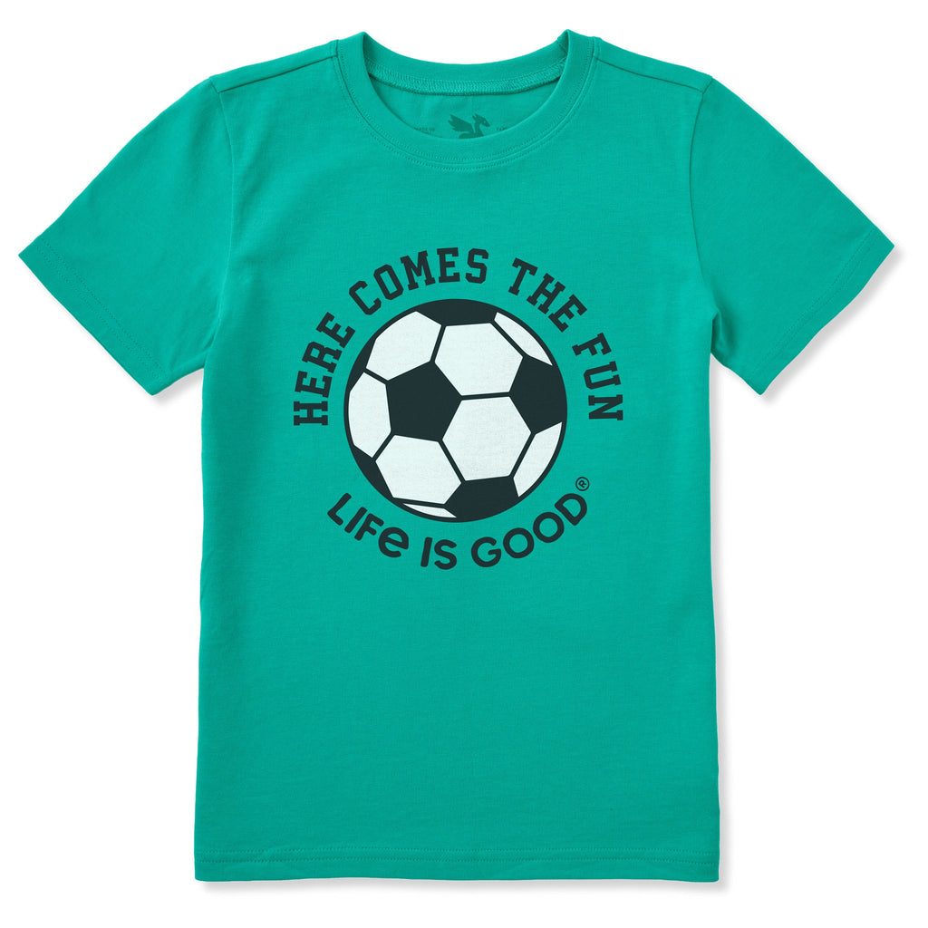 Kids Here Comes the Fun Soccer Short Sleeve Crusher Tee product image 1