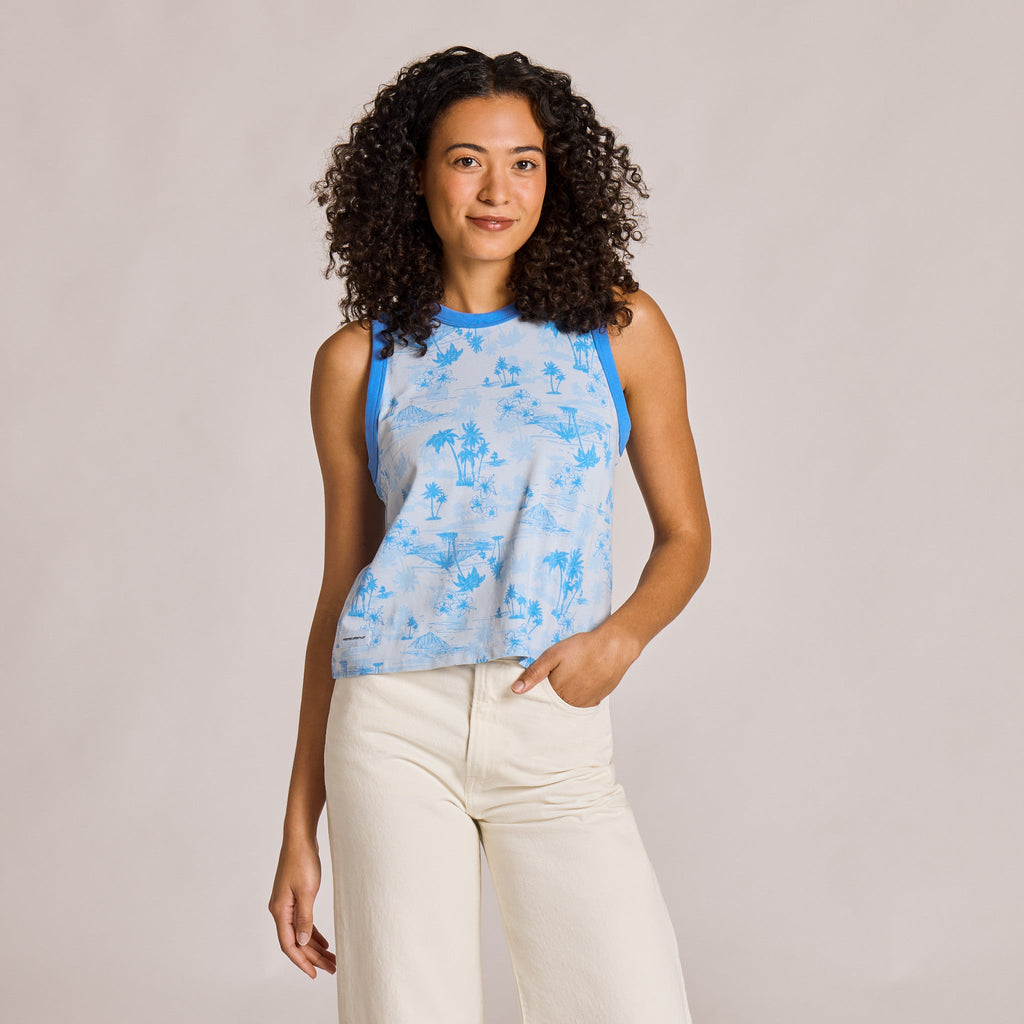 Women's Tropical Tourist Pattern Crusher Boxy Tank product image 1