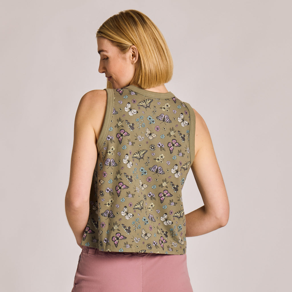 Women's Butterfly Garden Pattern Crusher Boxy Tank product image 3