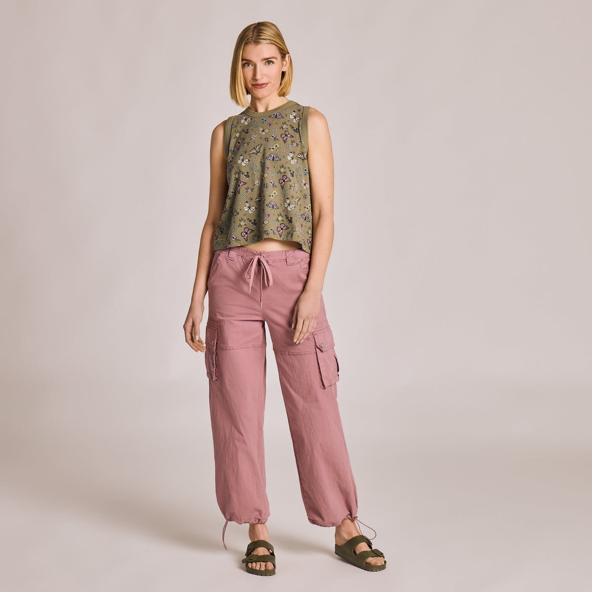 Women's Butterfly Garden Pattern Crusher Boxy Tank product image 5