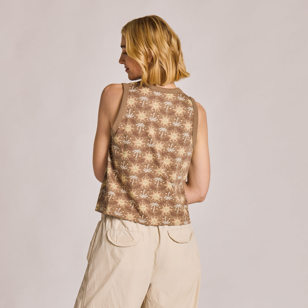 Women's Sun and Palms Pattern Crusher Boxy Tank product image 3