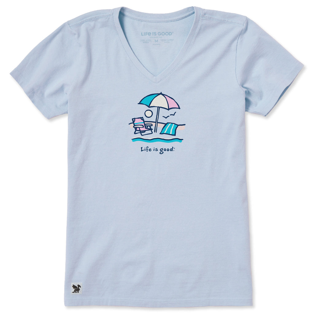 Women's Beach Umbrella Scene Short Sleeve Crusher Vee product image 1