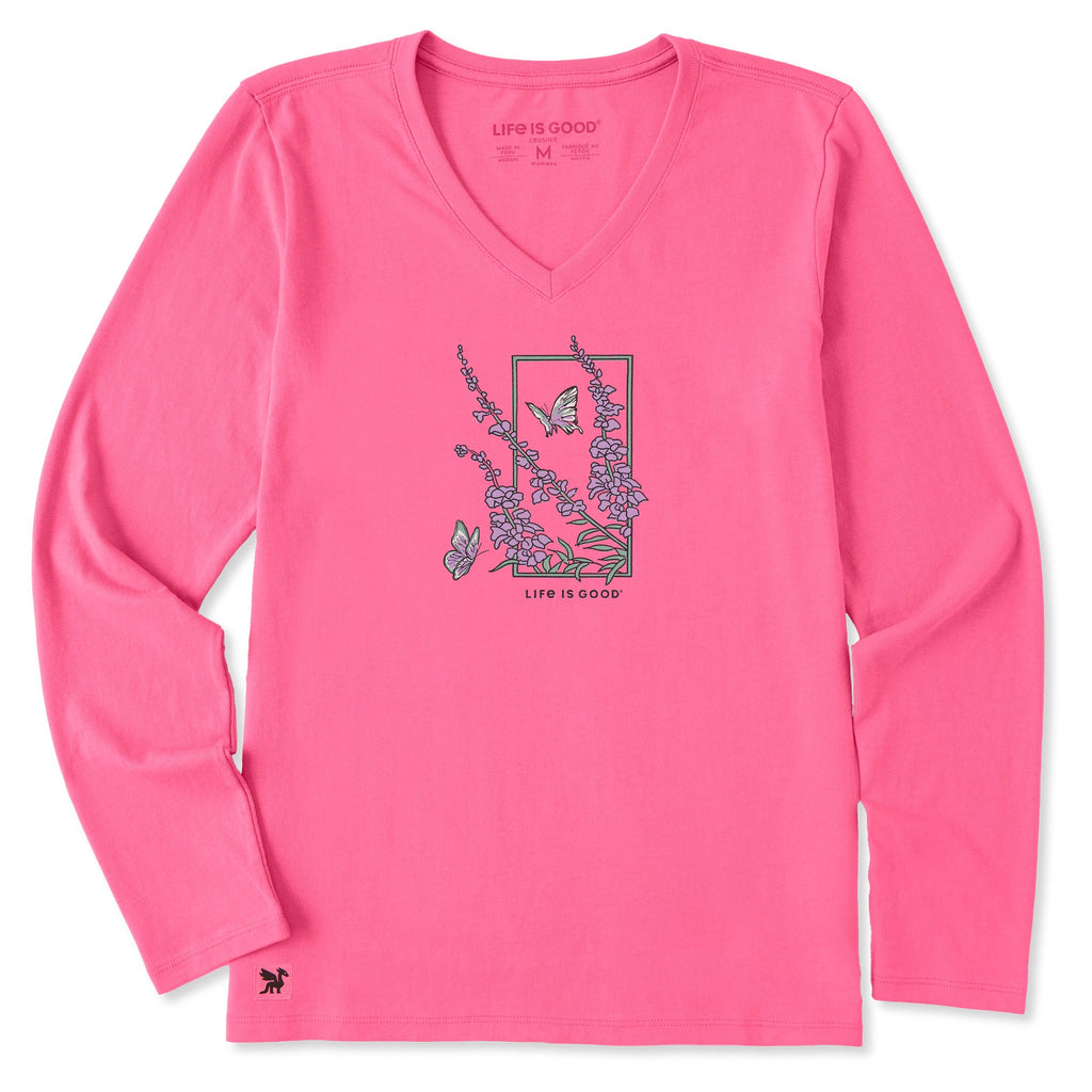 Women's Larkspur Flower Frame Long Sleeve Crusher Vee product image 1