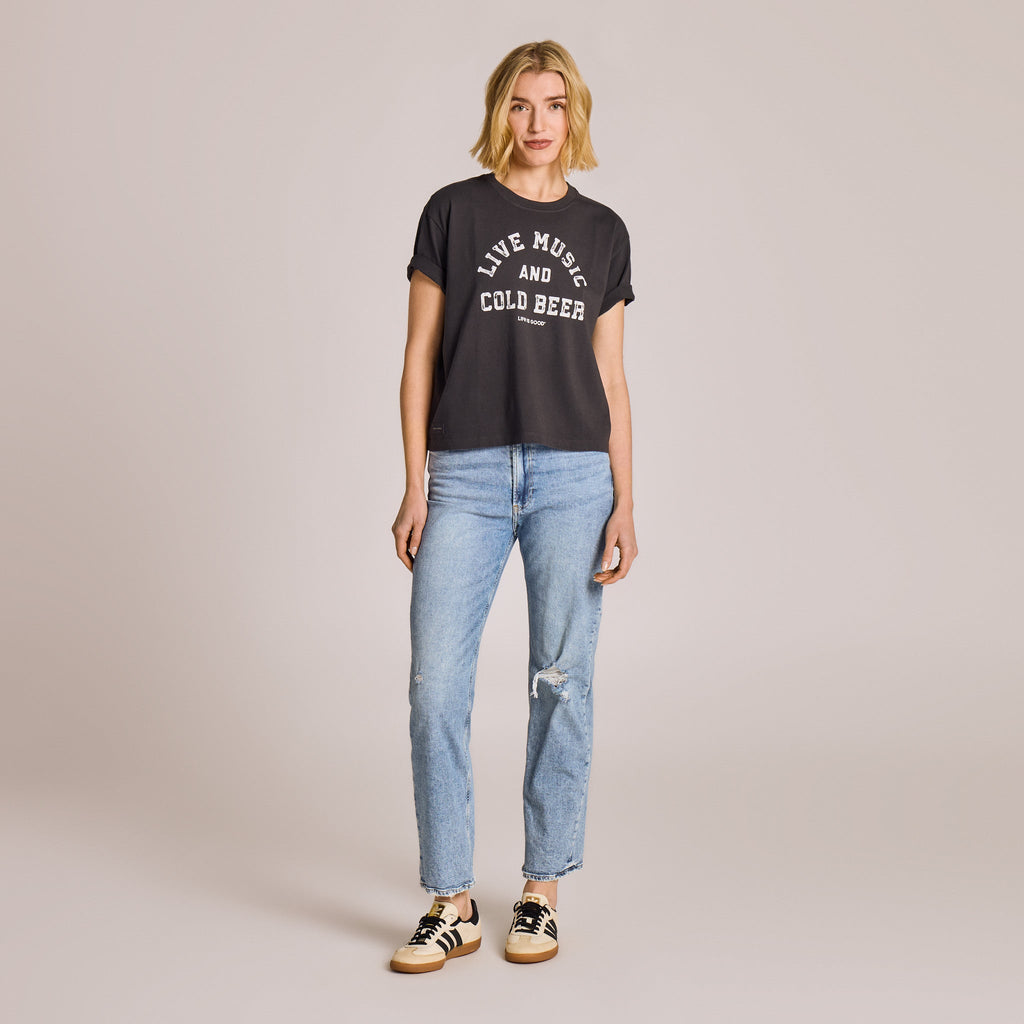 Women's Live Music Cold Beer Short Sleeve Crusher Boxy Tee product image 10