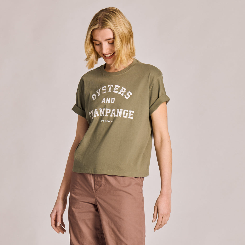 Women's Oysters and Champagne Short Sleeve Crusher Boxy Tee product image 1