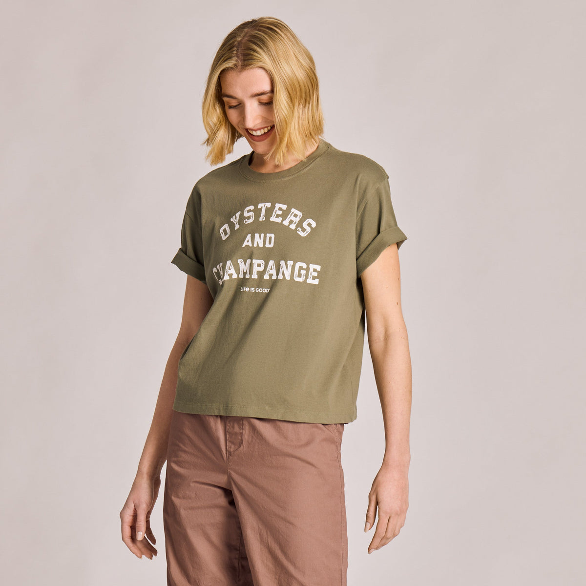 Women's Oysters and Champagne Short Sleeve Crusher Boxy Tee product image 1