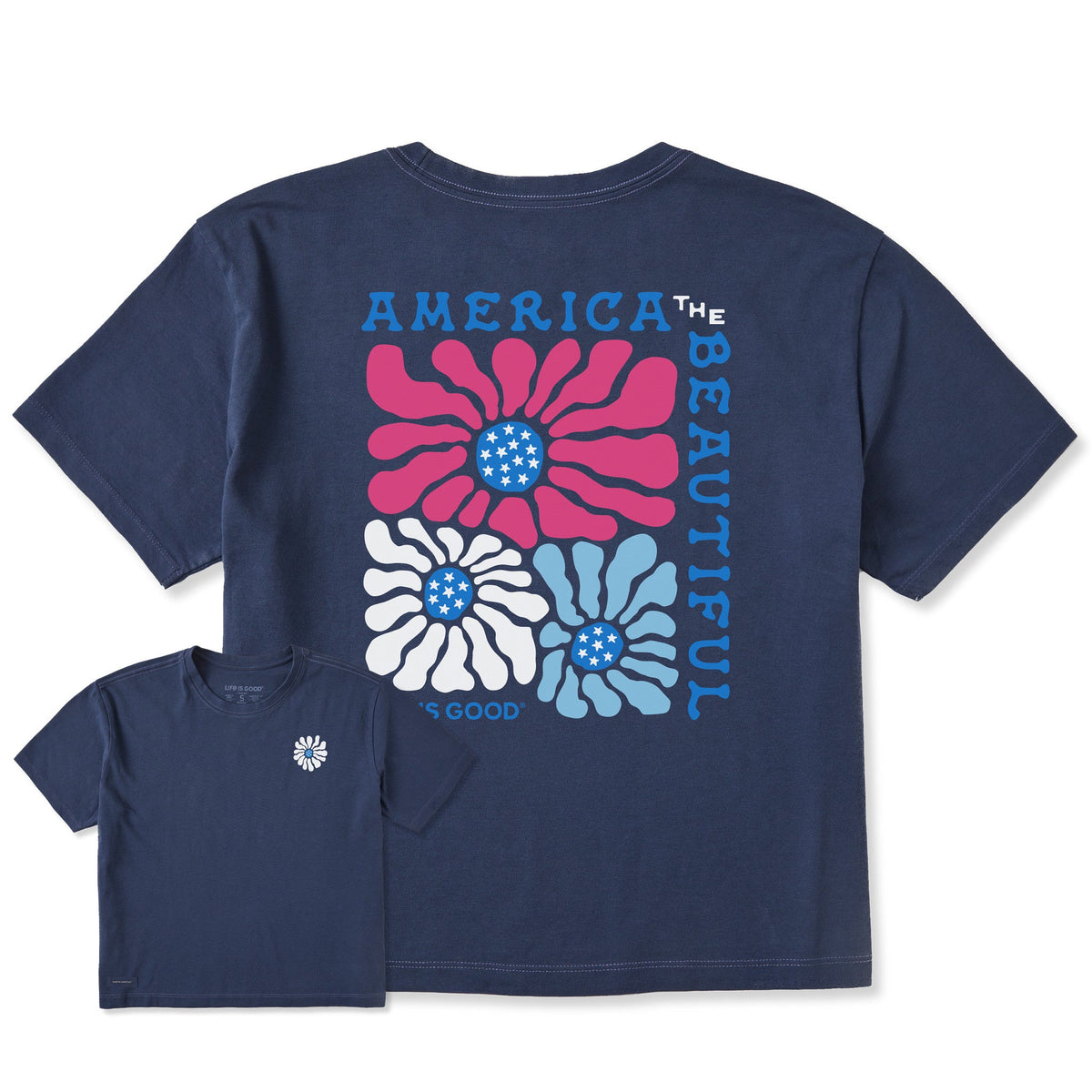 Women's America the Beautiful Flowers Short Sleeve Crusher product image 1