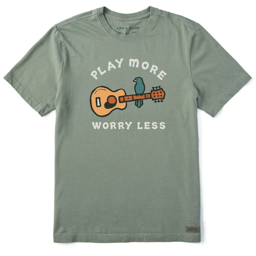 Men's Play More Worry Less Guitar Short Sleeve Crusher Tee product image 1