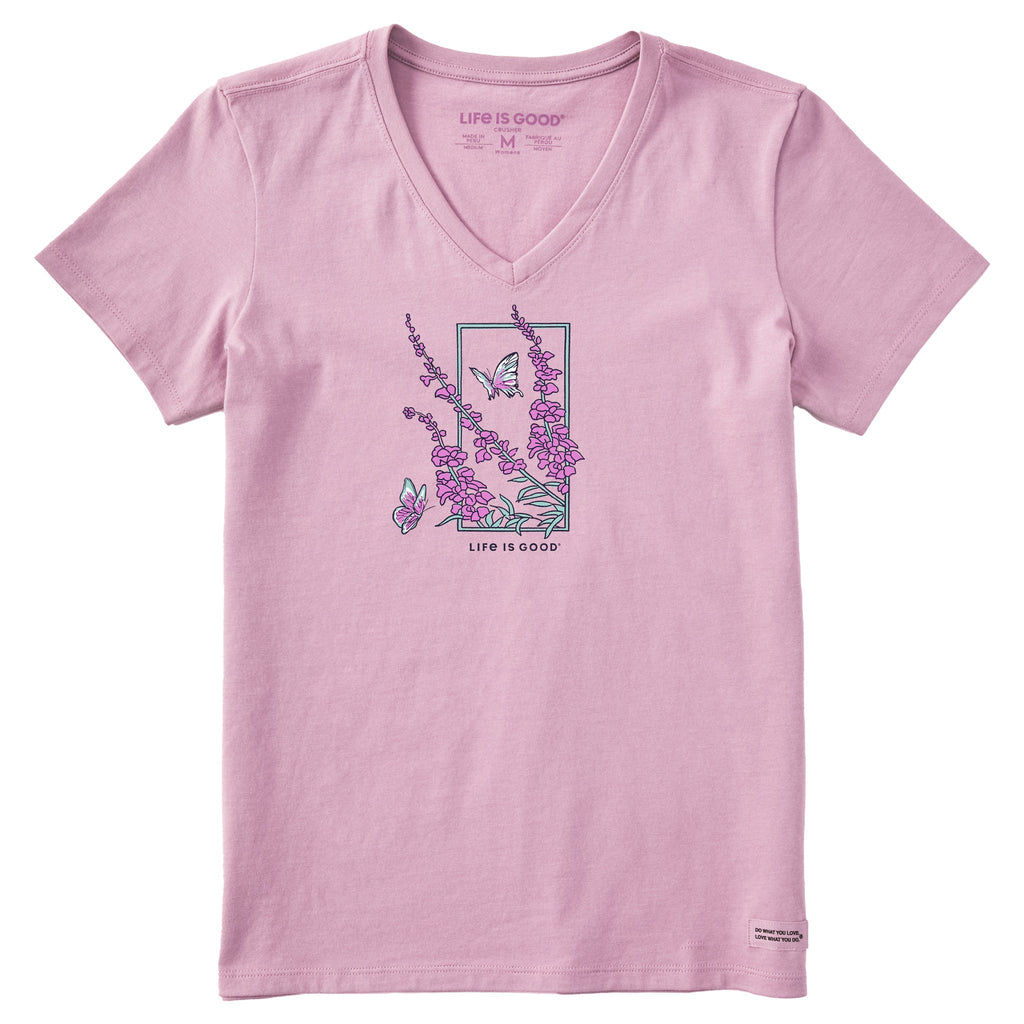 Women's Larkspur Flower Frame Short Sleeve Crusher Vee product image 1