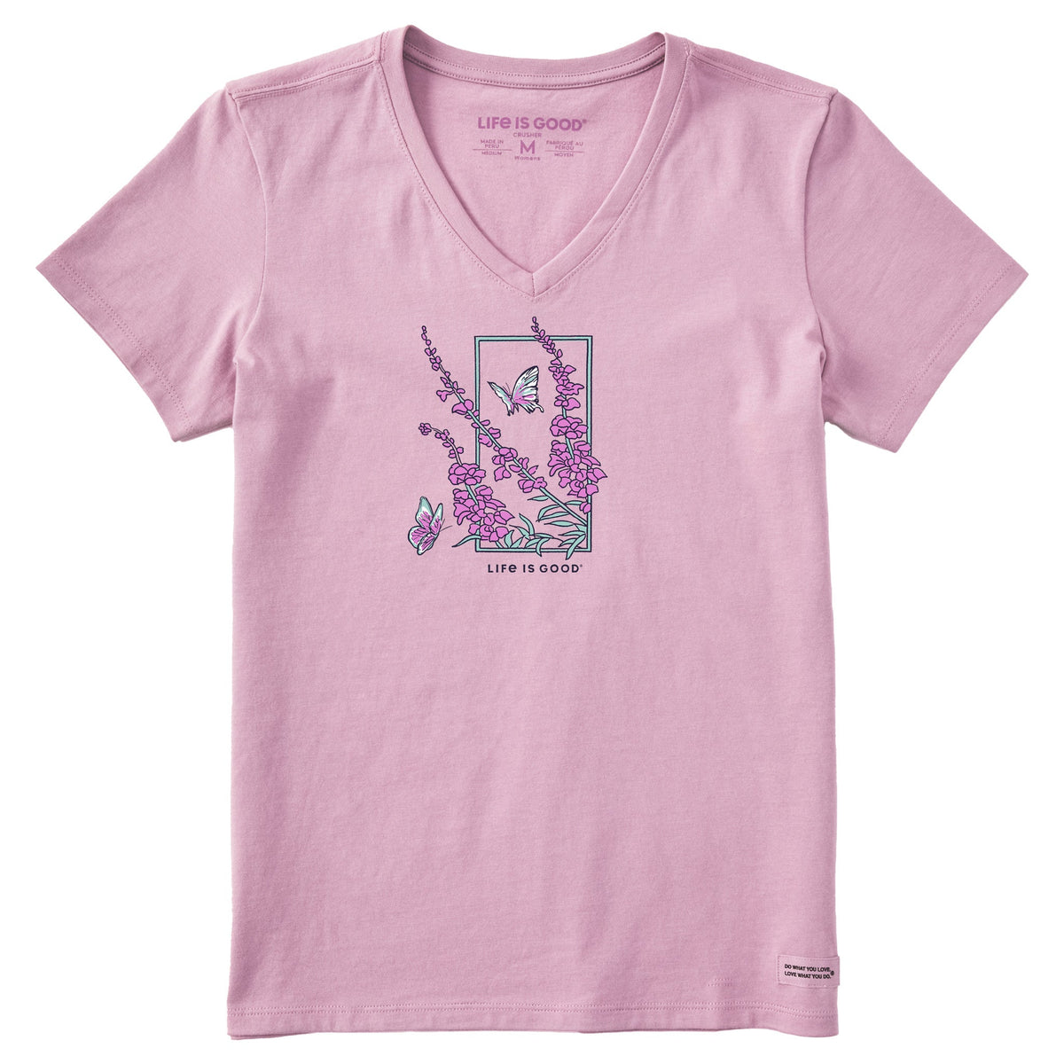 Women's Larkspur Flower Frame Short Sleeve Crusher Vee product image 1