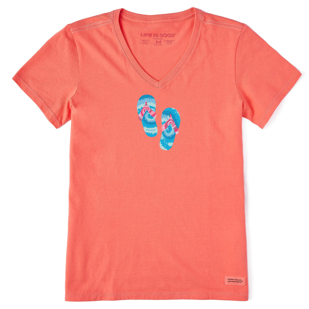 Women's Flip Flop Tie Dye Short Sleeve Crusher Vee product image 1