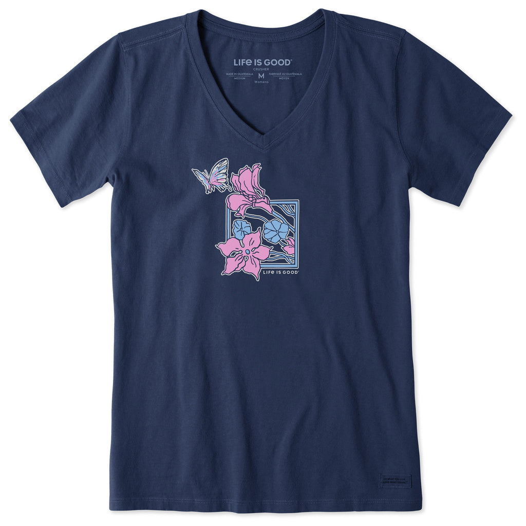 Women's Trumpet Flower Frame Short Sleeve Crusher Vee product image 1