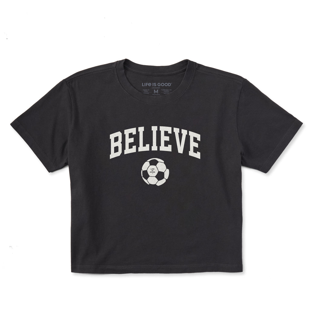 Women's Believe Soccer Arch Short Sleeve Crusher Boxy Tee
