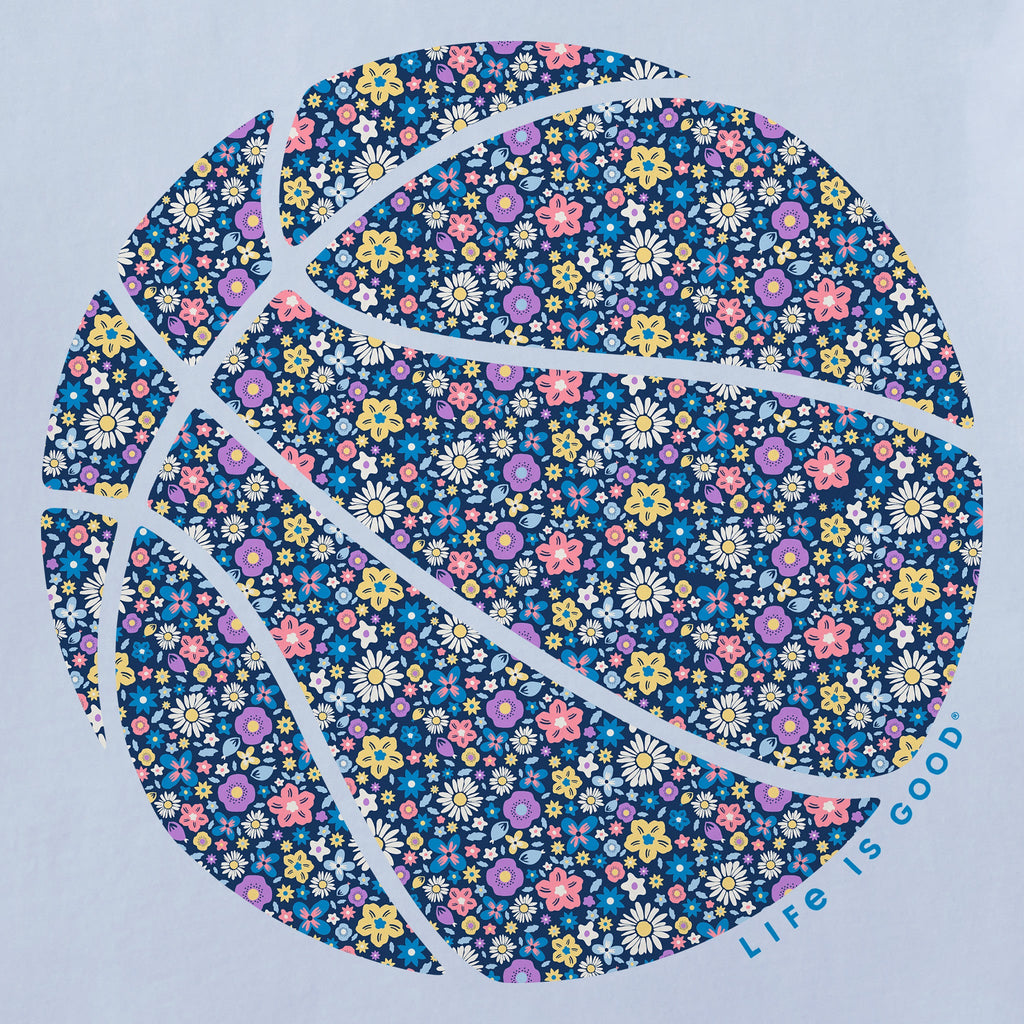 Women's Basketball Flowers Short Sleeve Crusher Tee