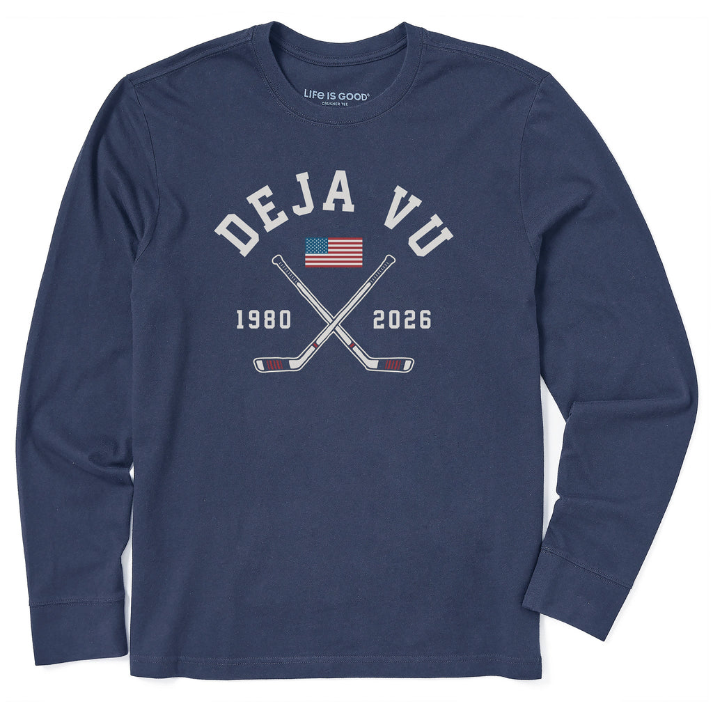 Men's Deja Vu Hockey Stick Cross Long Sleeve Crusher Tee product image 1
