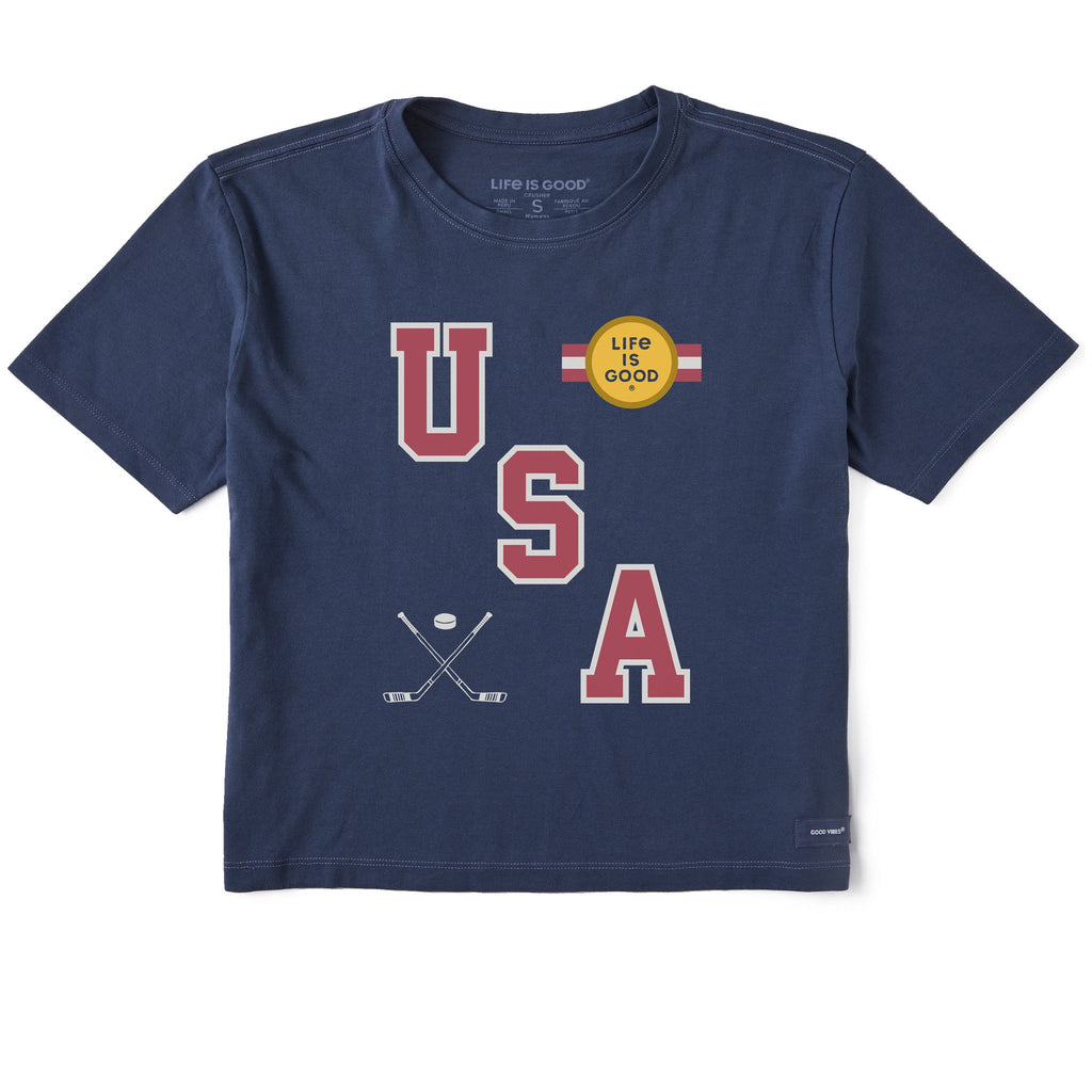 Women's USA Hockey Gold Short Sleeve Crusher Boxy Tee product image 1