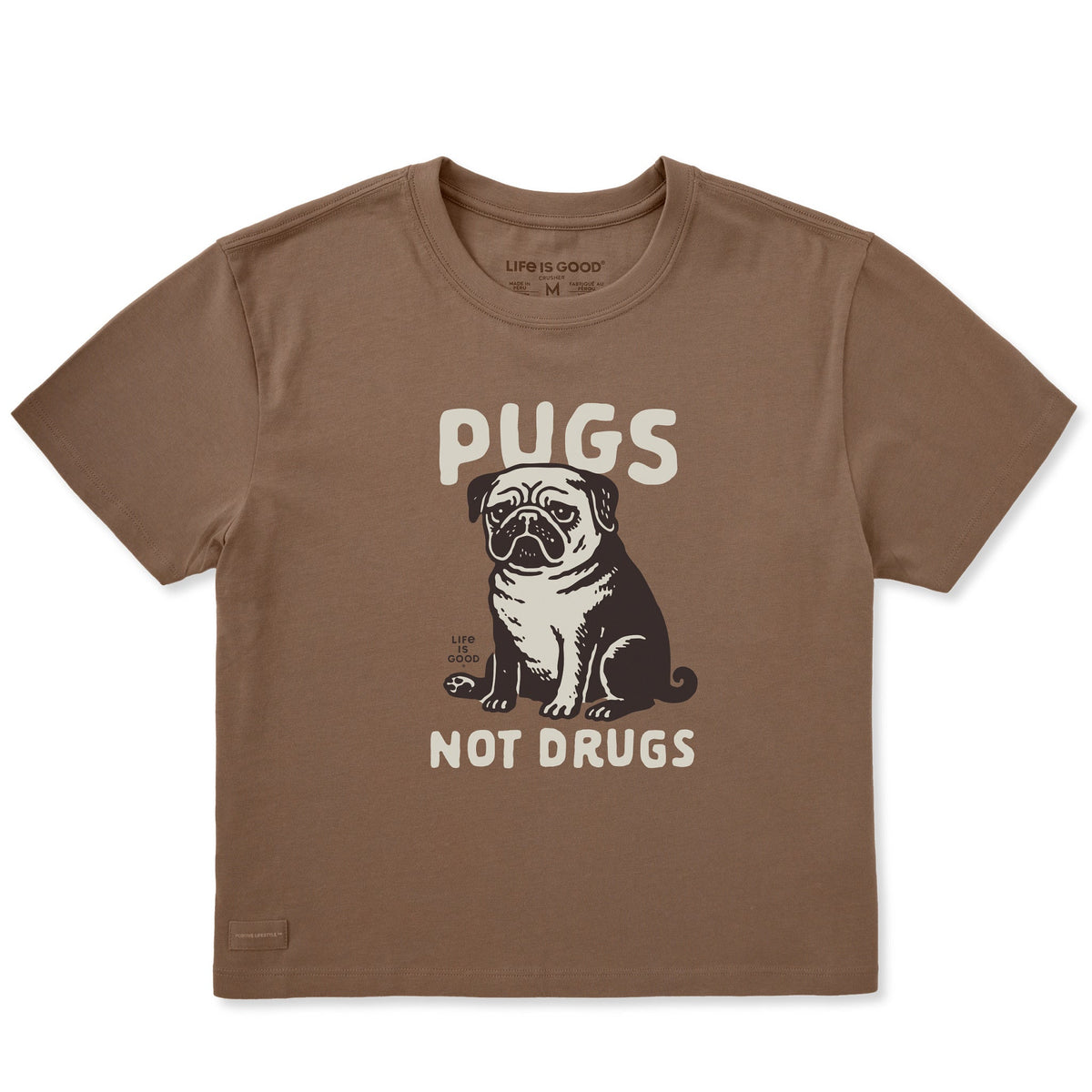 Women's Pugs Not Drugs Short Sleeve Crusher Boxy Tee product image 1