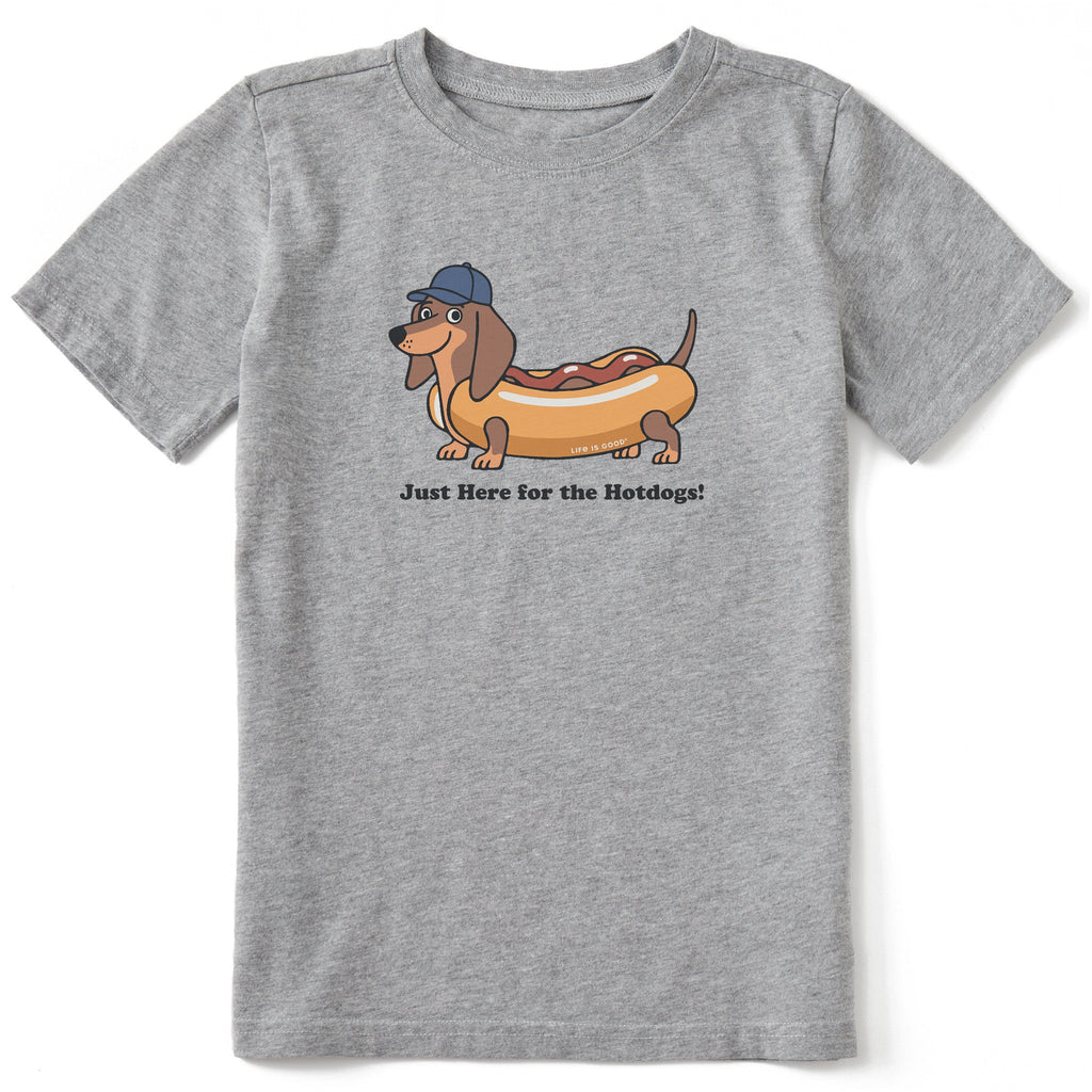 Kids Just Here for the Wiener Dogs Short Sleeve Crusher Tee