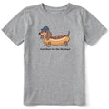 Kids Just Here for the Wiener Dogs Short Sleeve Crusher Tee