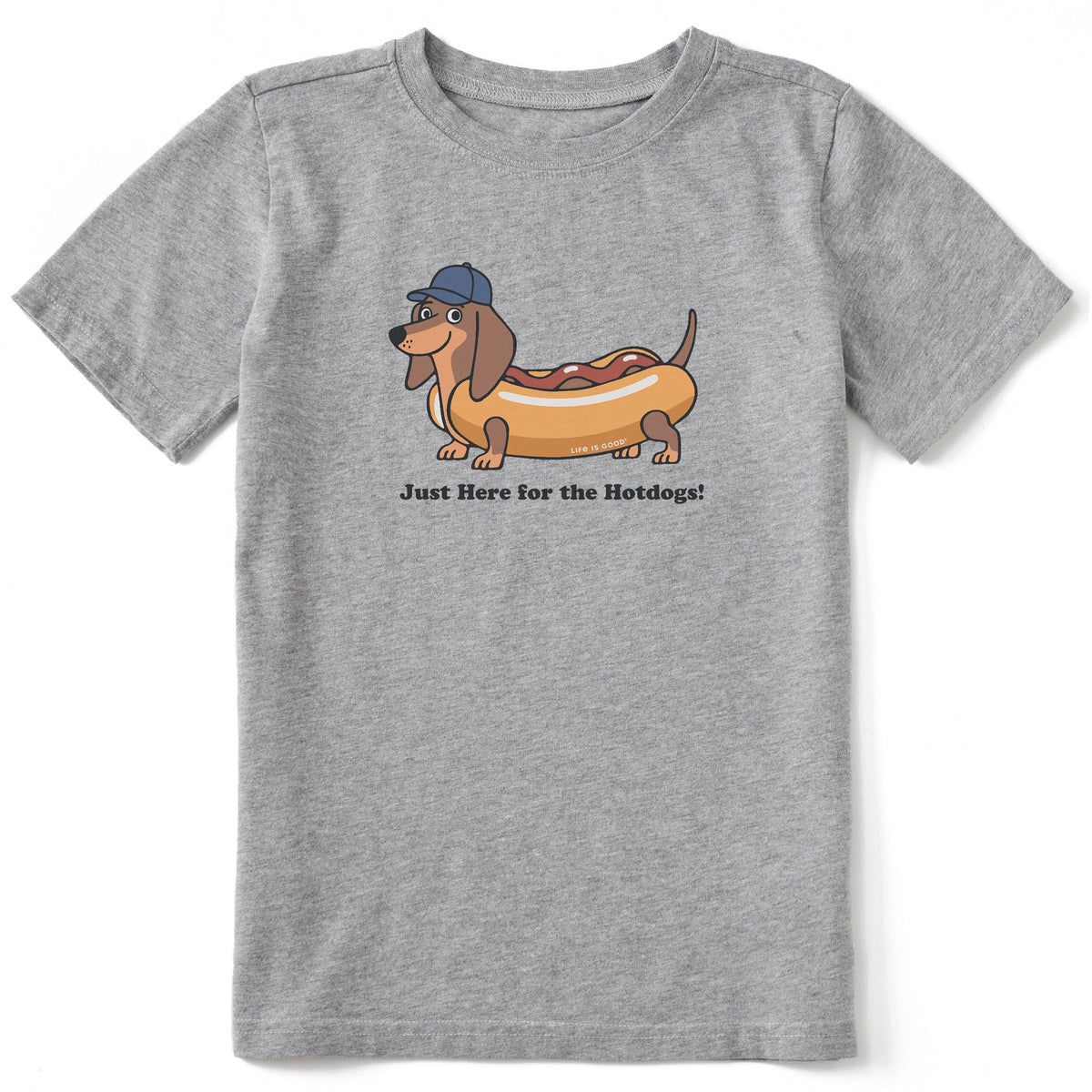 Kids Just Here for the Wiener Dogs Short Sleeve Crusher Tee