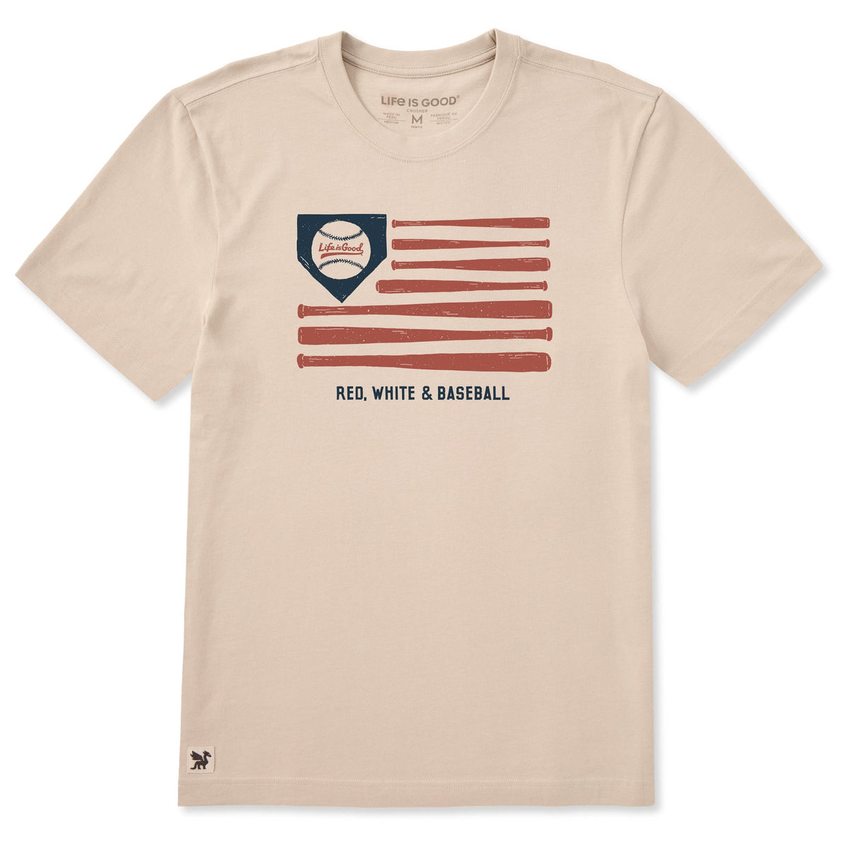 Men's Red White & Baseball Flag Short Sleeve Crusher Tee product image 1