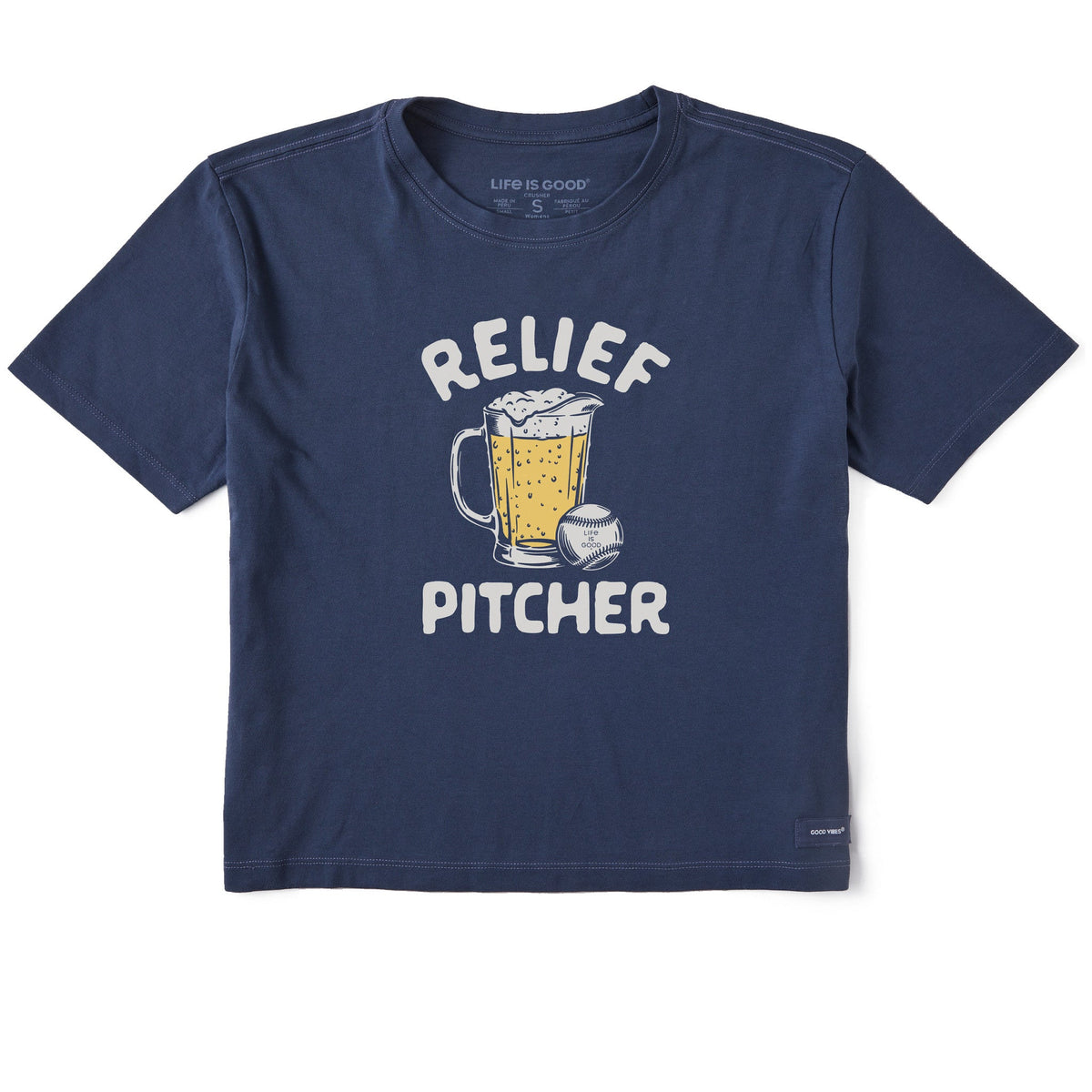 Women's Relief Pitcher Baseball Short Sleeve Crusher Boxy Tee