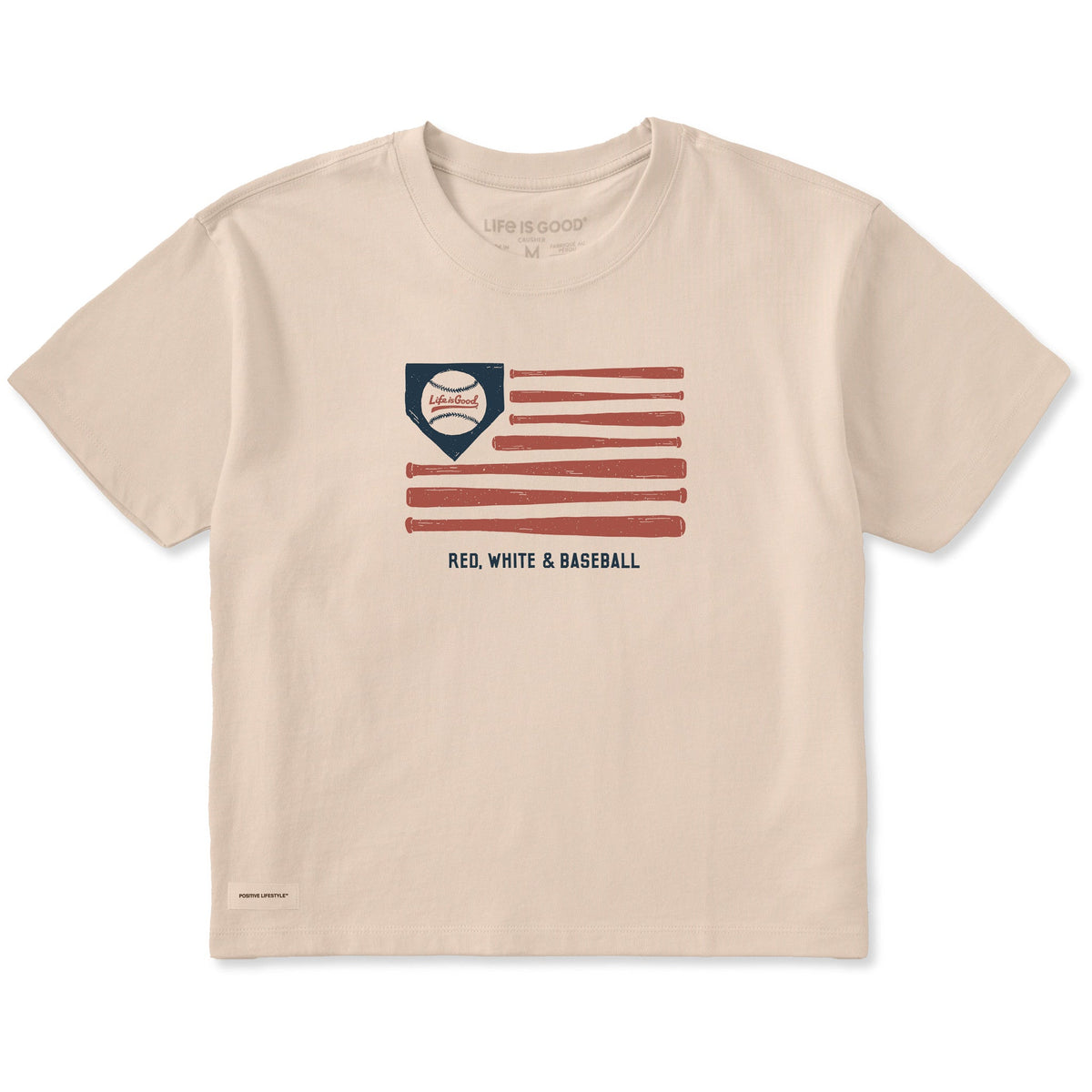 Women's Red White & Baseball Flag Short Sleeve Crusher Boxy product image 1