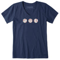 Women's Three Baseballs Short Sleeve Vee product image 1