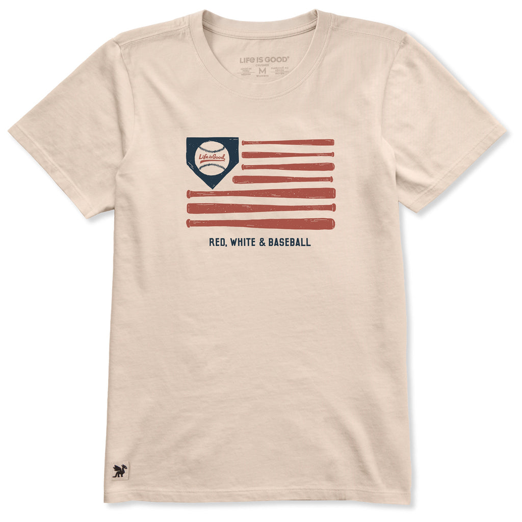 Women's Red White & Baseball Flag Short Sleeve Crusher Tee product image 1