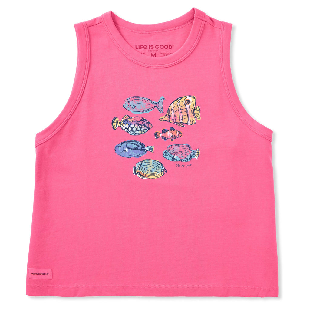 Women's Watercolor Tropical Fish Crusher Boxy Tank product image 1