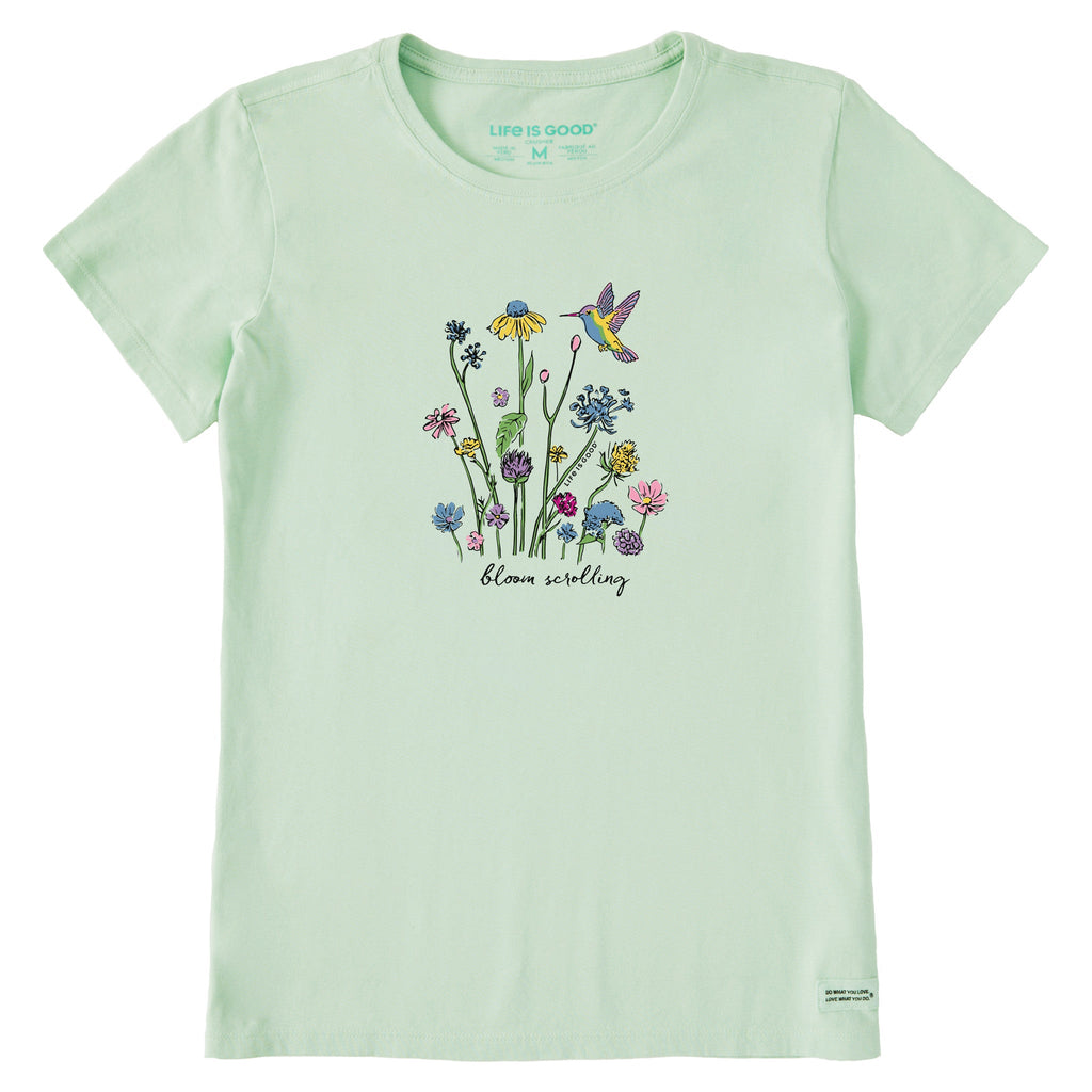Women's Bloom Scrolling Hummingbird Short Sleeve Crusher Tee product image 1