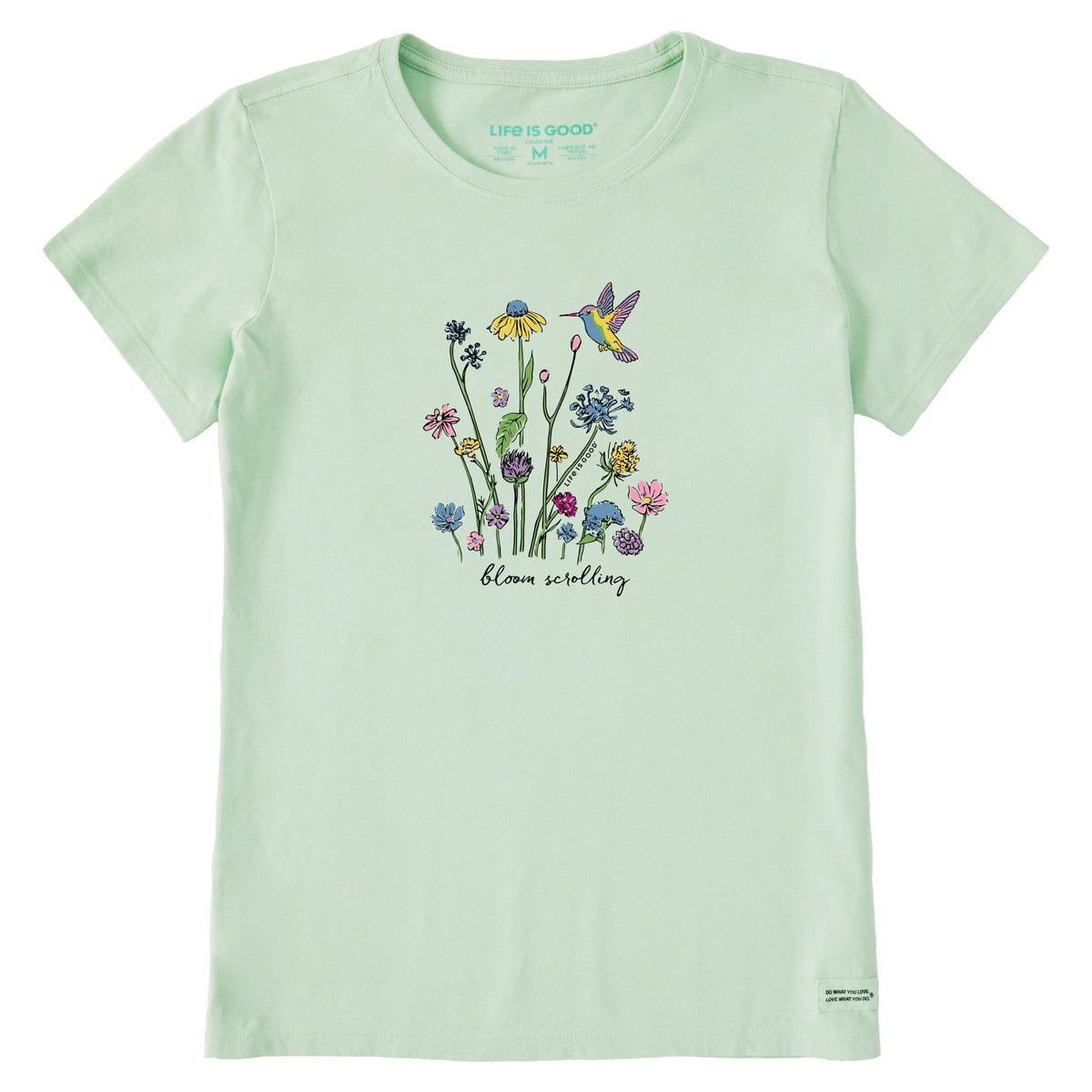 Women's Bloom Scrolling Hummingbird Short Sleeve Crusher Tee product image 1
