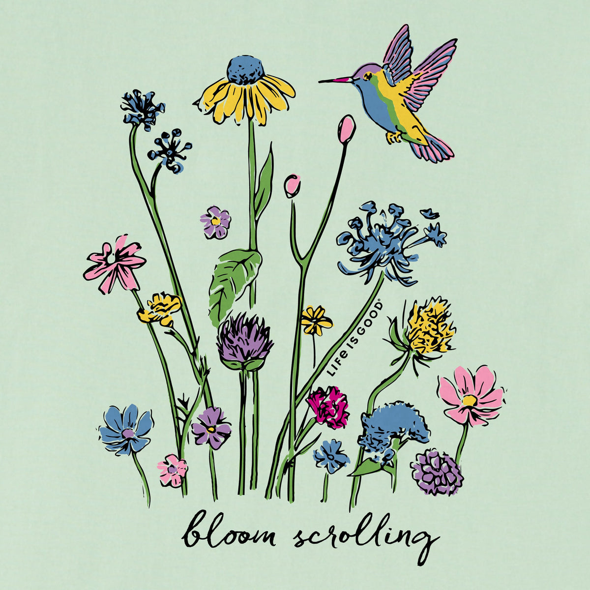 Women's Bloom Scrolling Hummingbird Short Sleeve Crusher Tee product image 2